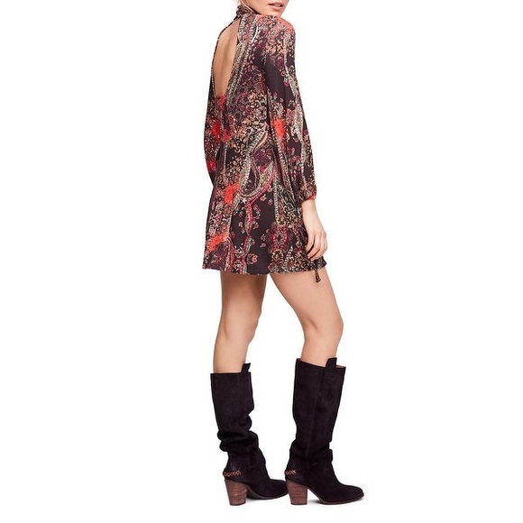 Free People NWT Mock Neck Paisley Mini Dress, Med - Picture 3 of 12